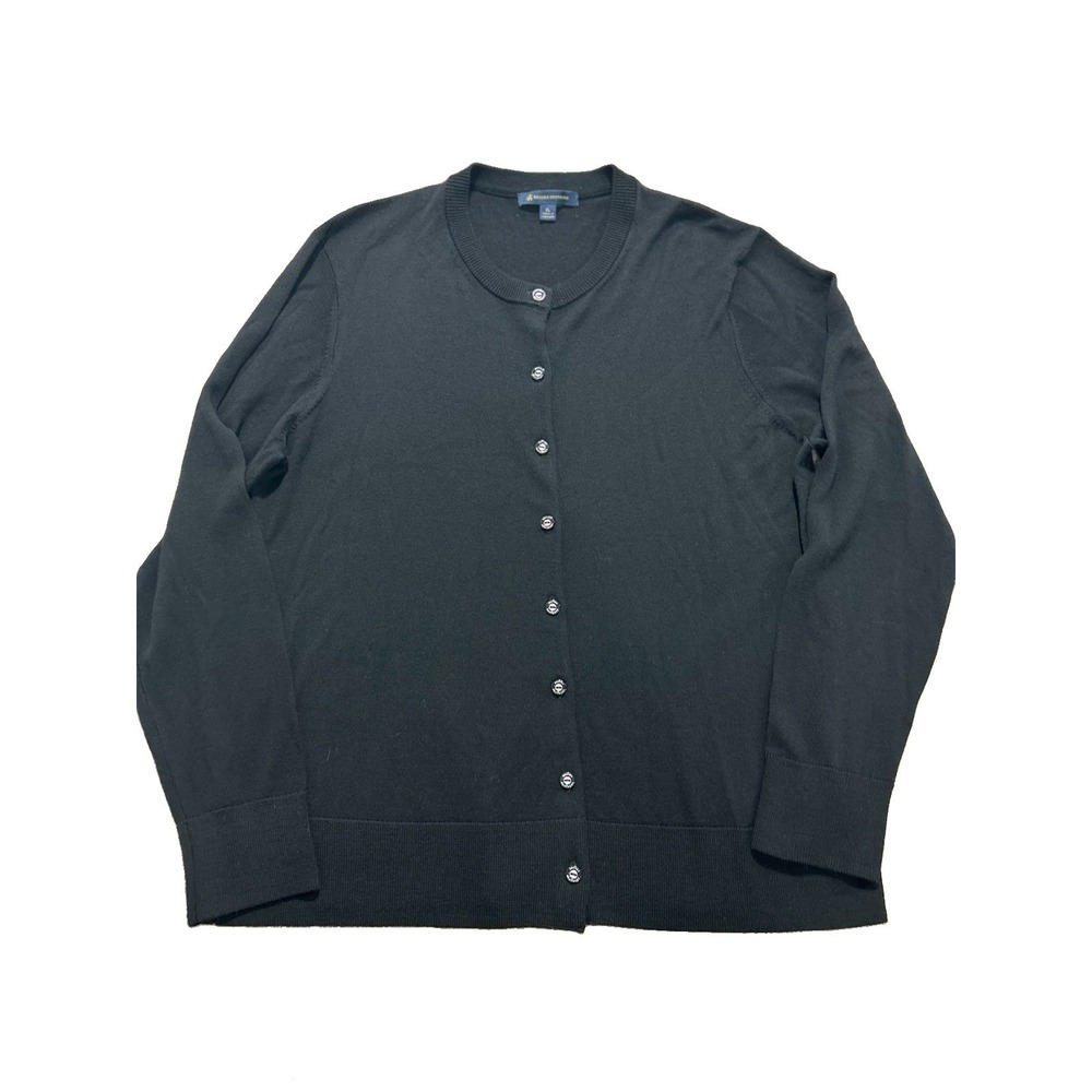 Brooks Brothers 100% Merino Wool Cardigan Sweater Black Women's XL Button Front